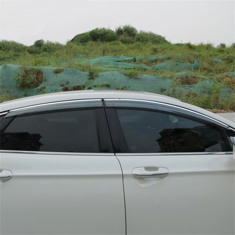 Vesul Tape on Polycarbonate Rain Guards Window Visors Compatible with Ford Fusion 2013-2020 Window Wind Deflector Shield Cover with 304 Stainless Steel Trim - Image 2